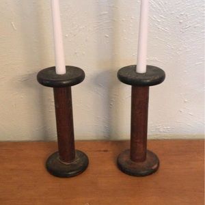 Antique bobbin candleholders